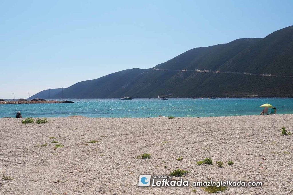 White pebbles and sea at Paralia Vasiliki beach in Lefkada Island