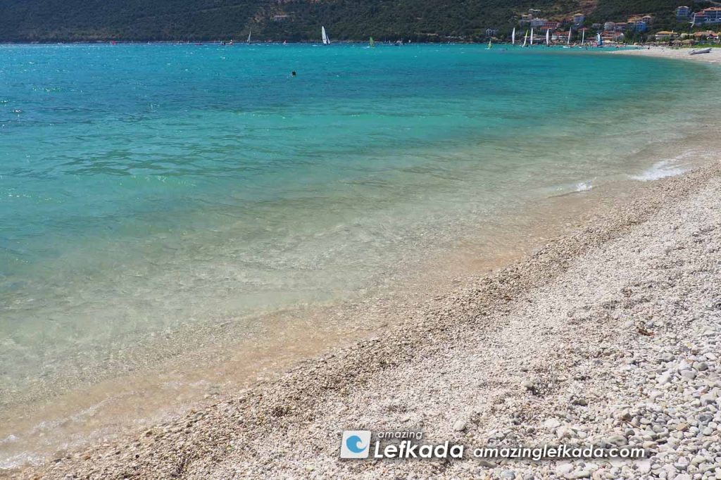 Shallow seabed support swimming kids in Vasiliki beach