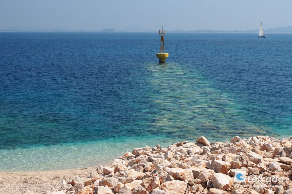 Breakwater at Ammoglossa, northernmost point of Lefkada Island
