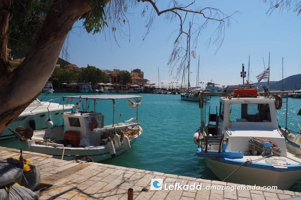 View to the port of Lefkada Island in Vasiliki village
