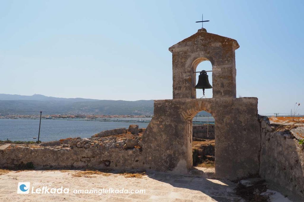 Bell tower of Church of Agia Mavra (Santa Maura) in Lefkada Island