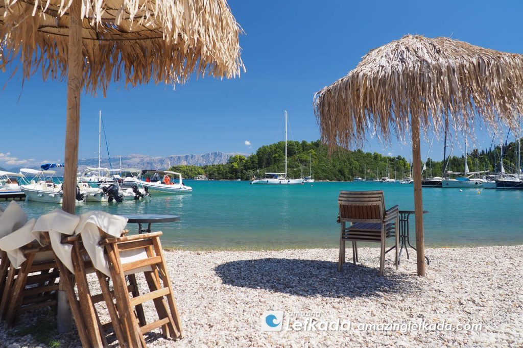 Beach of Nidri near port and near center