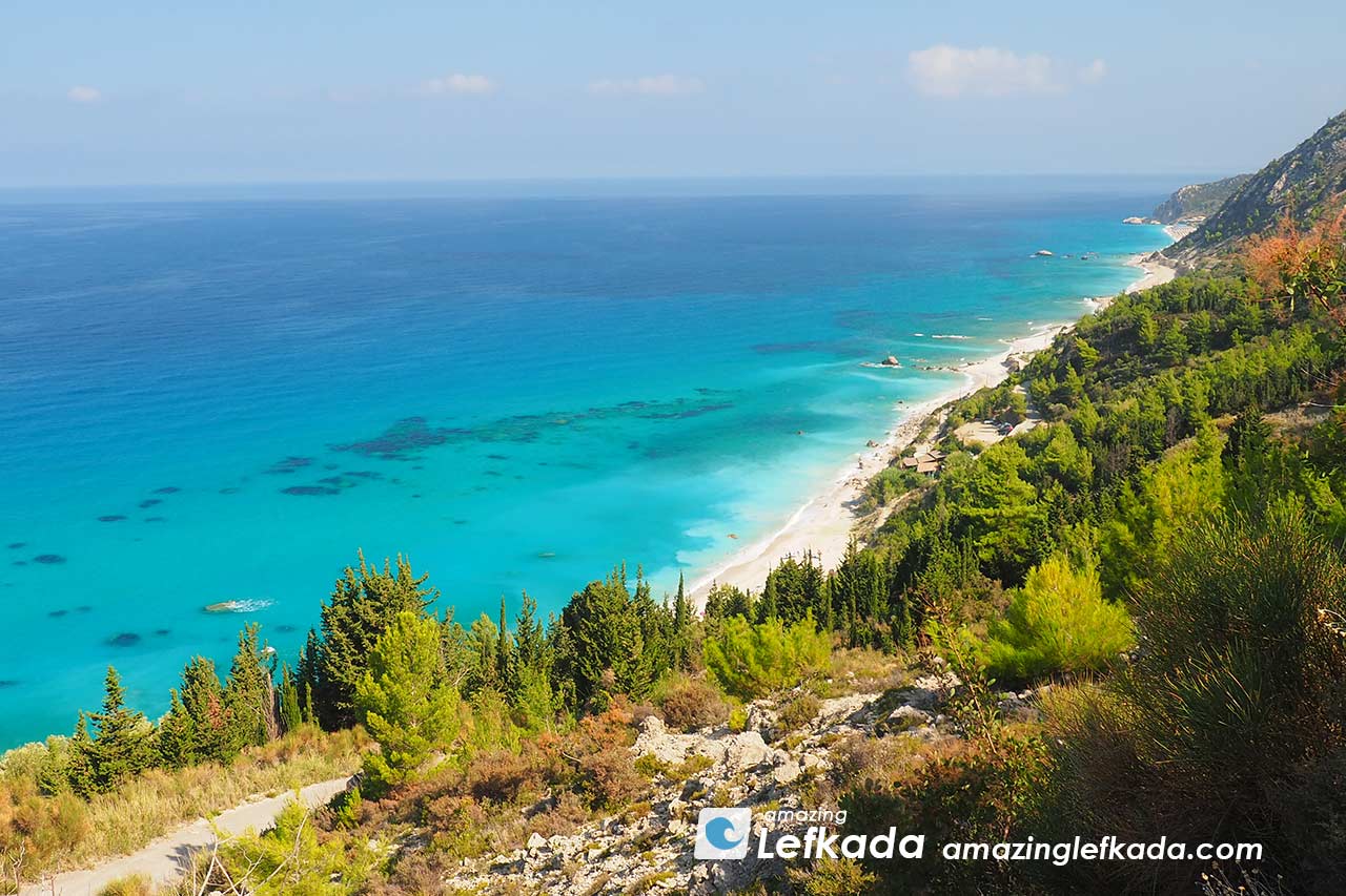 Extreme blue coloured beaches on the west coast of Lefkada Island