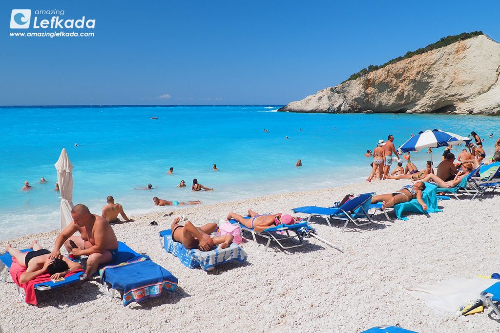 Sunbeds of Porto Katsiki beach