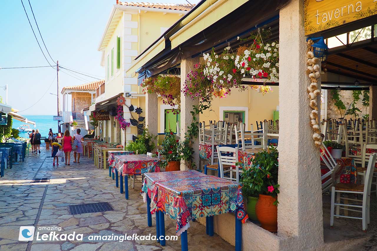 Best restaurants and taverns of Agios Nikitas on the main street
