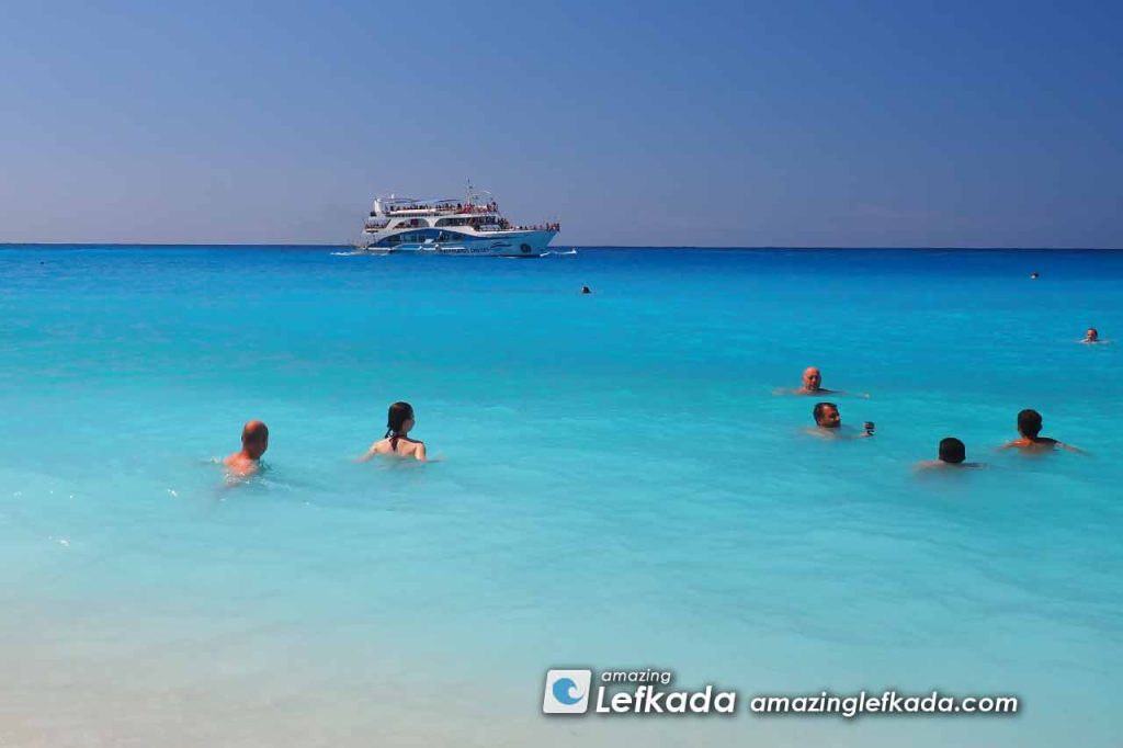 Lefkada blue sea colours of Paralia Egremni beach