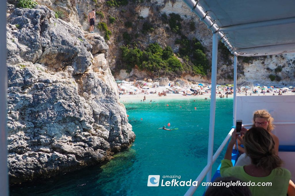 Arriving by boat to Agiofili beach from Nidri and from Vasiliki