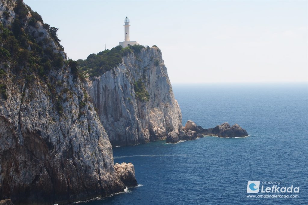 View to the lighthouse of Cape Doukato Lefkada