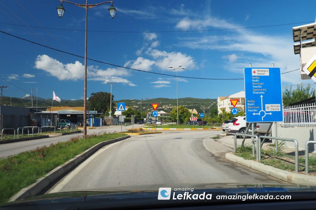 Driving on the roads of Lefkada town