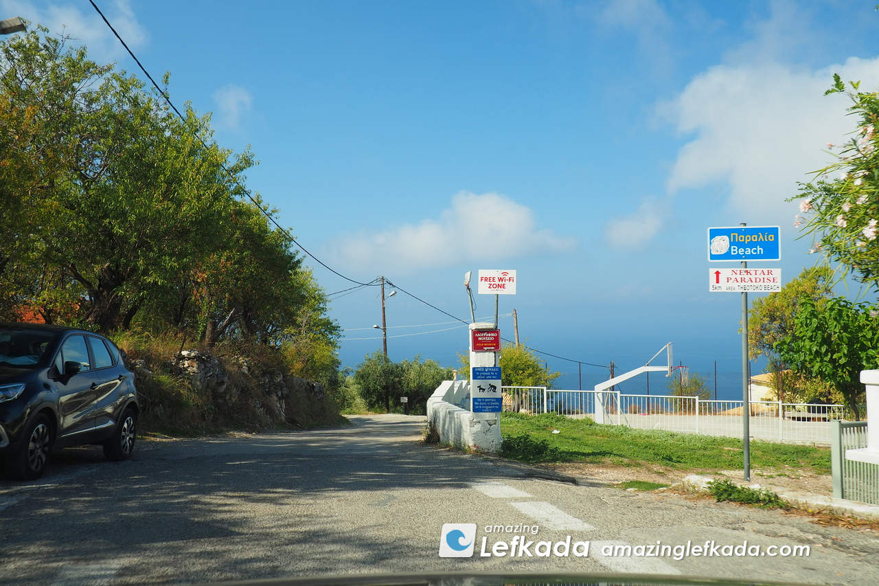 Driving to Kavalikefta beach from Kalamitsi in Lefkada Island Driving to Kavalikefta beach from Kalamitsi in Lefkada Island