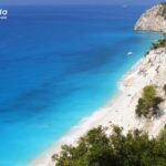 Egremni beach blue colours and access, Lefkada west coast