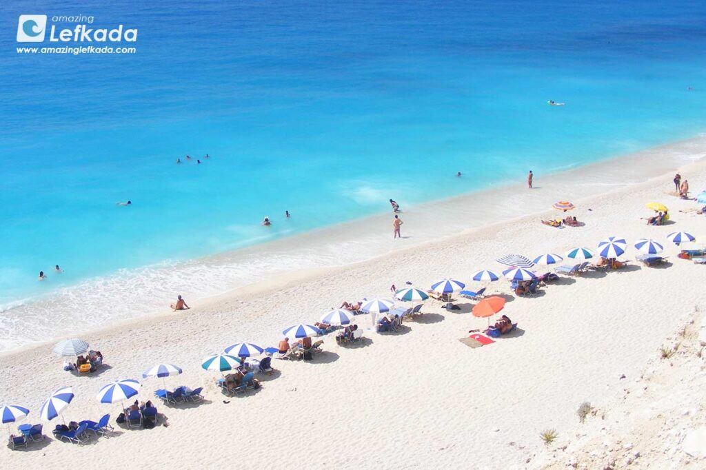 Paralia Egremni beach with new stairs in Lefkada guide