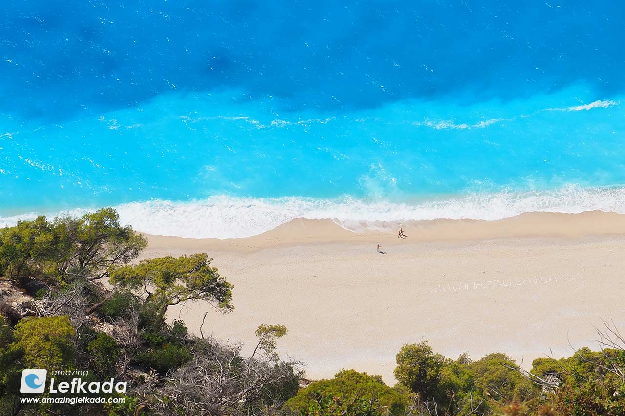 View to Paralia Egremni beach in Greece, Lefkada Island