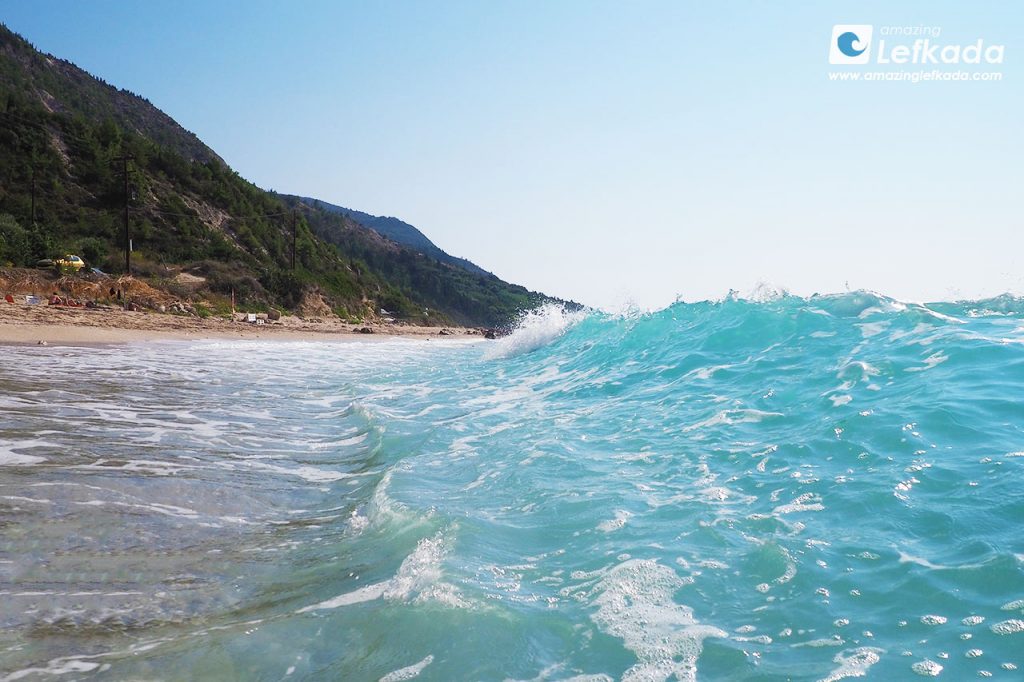 Lefkada waves at Gaidaros beach Lefkada waves at Gaidaros beach
