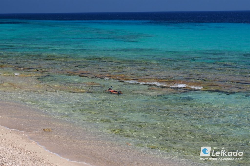 Snorkeling at Paralia Gira beach Snorkeling and diving in Lefkada island at Paralia Gira beach