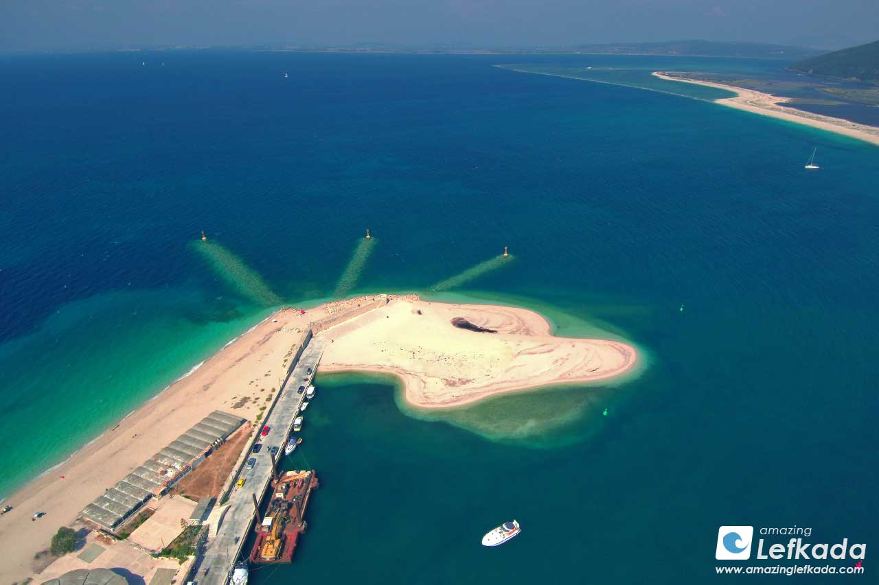 Best view from above to Ammoglossa beach in Lefkada