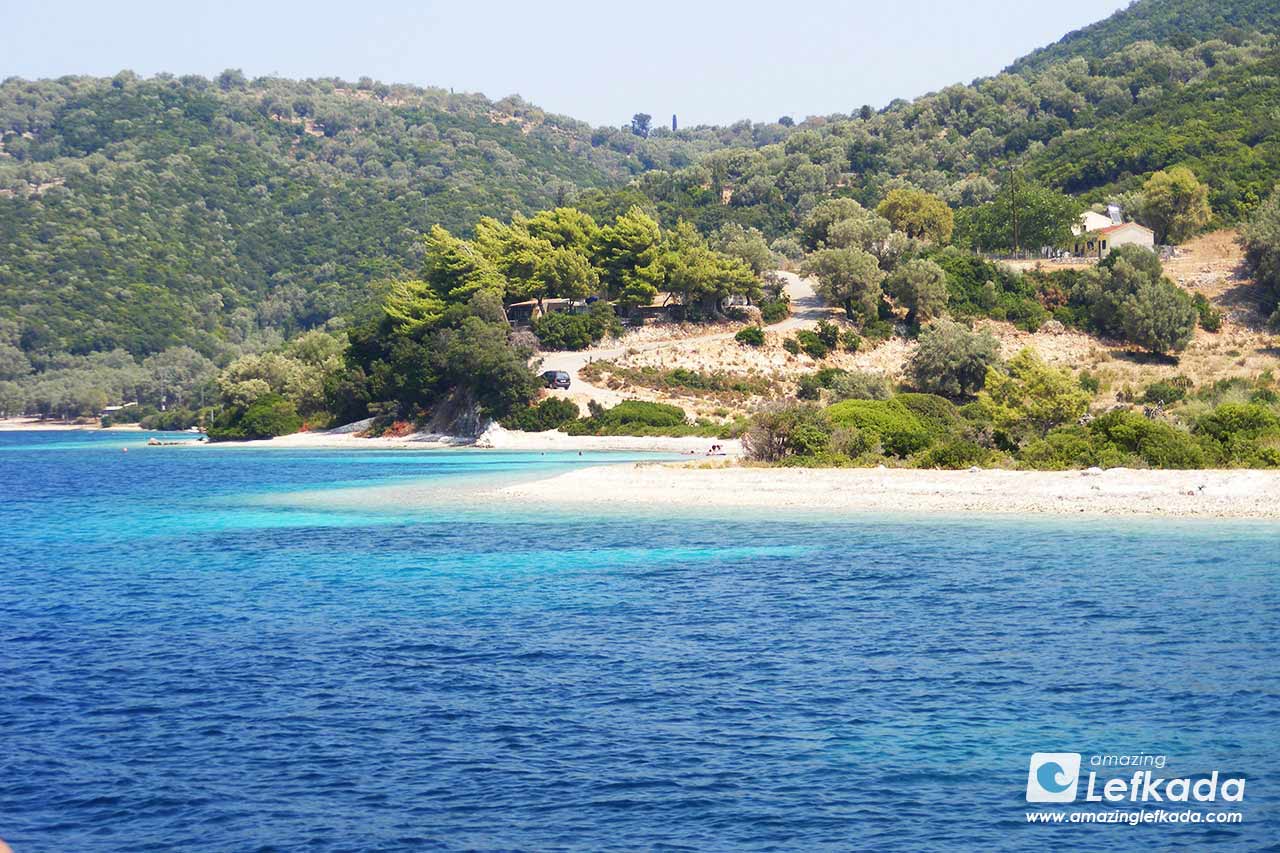 View to Meganisi beaches in Greece