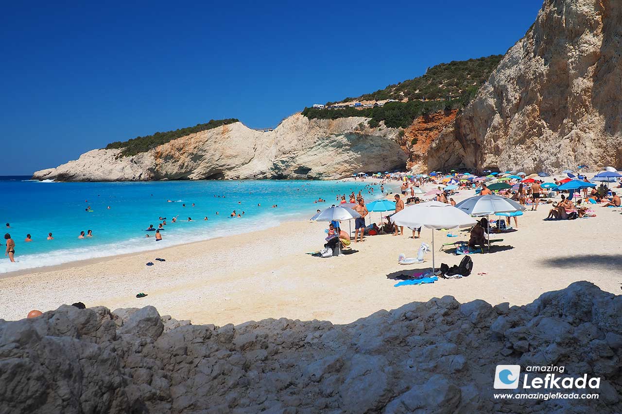 White coast and blue waves of Porto Katsiki beach