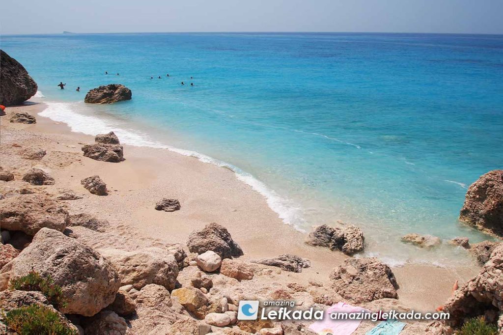 View to Paralia Megali Petra beach in Lefkada Island
