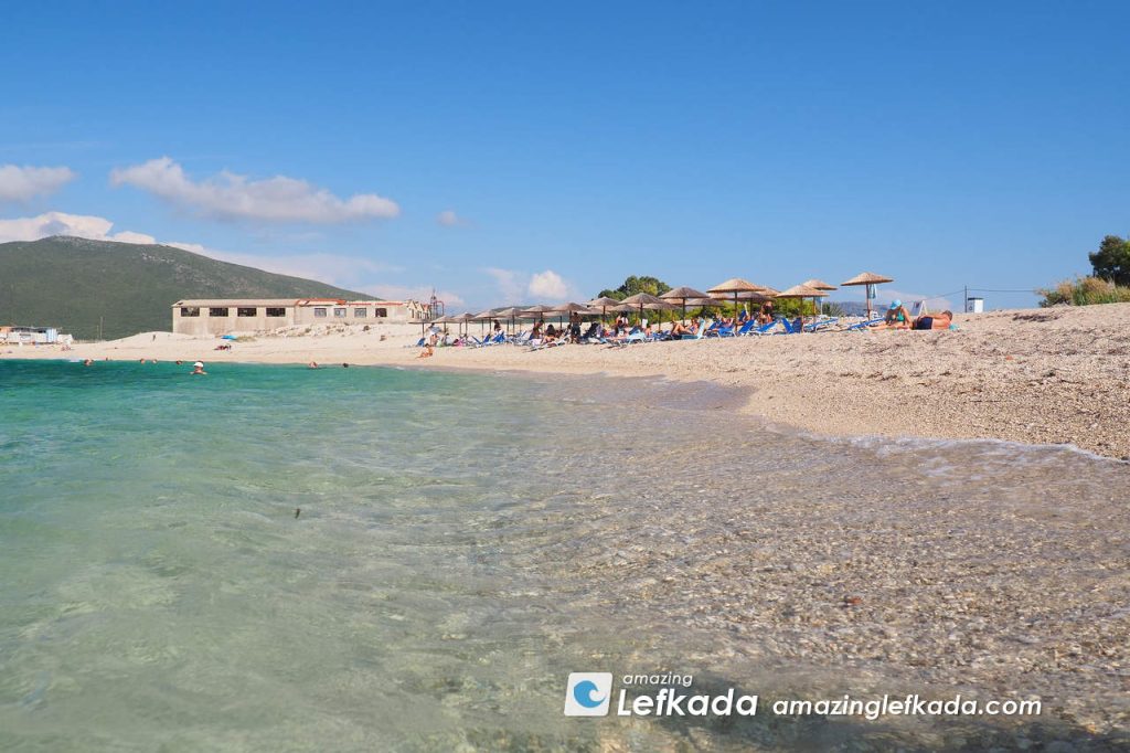 Sunbeds and Parasols of Paralia Kastro beach