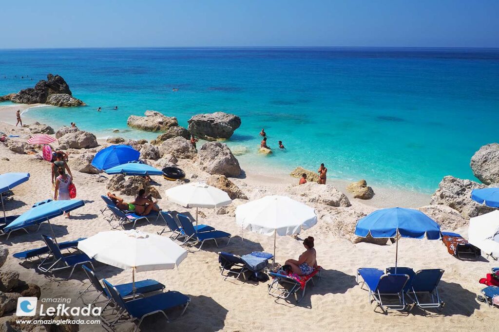 Kavalikefta beach view from above in Lefkada Island View to Kavalikefta beach in Lefkada Island from above