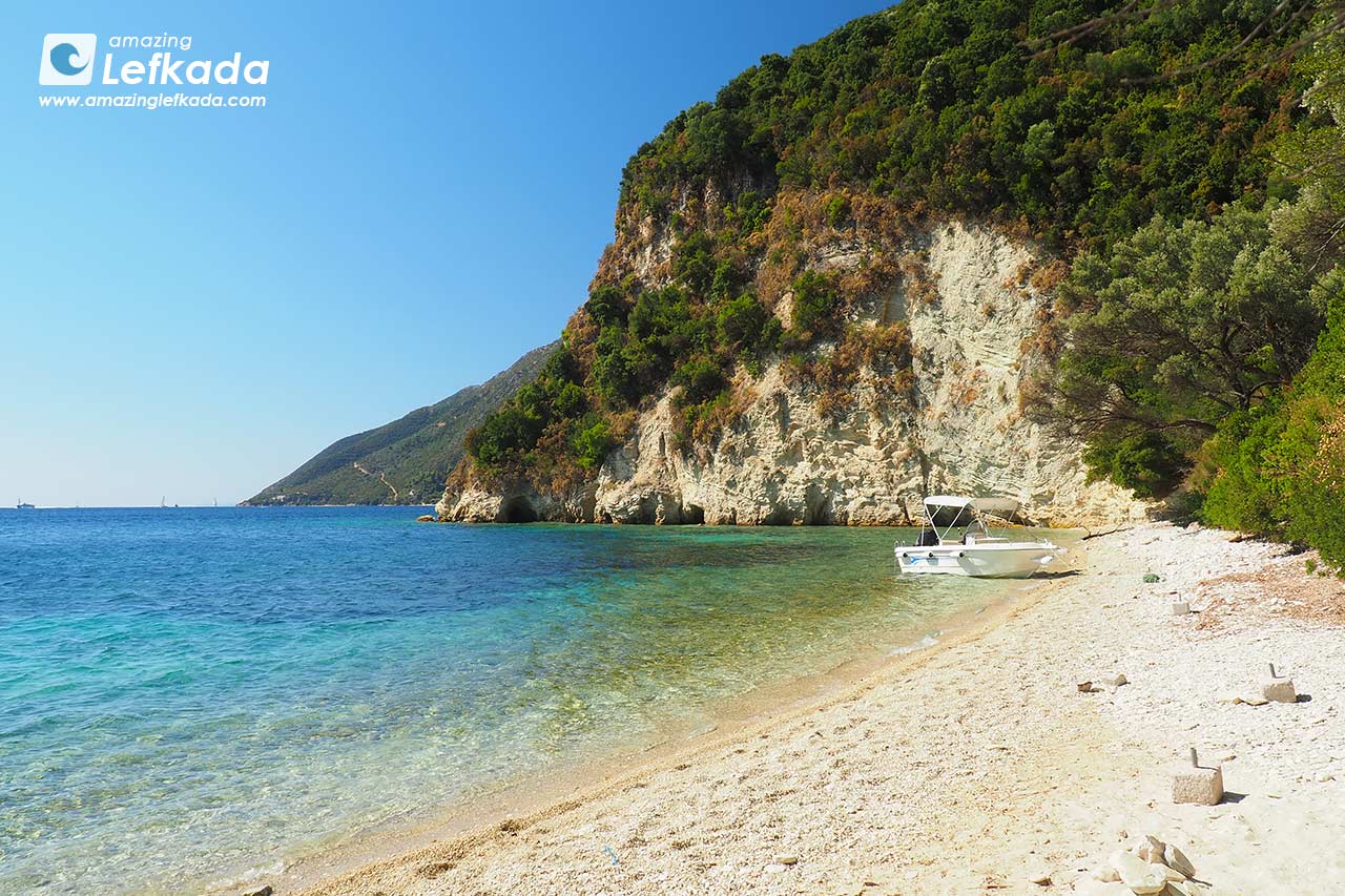Lakka beach by boat