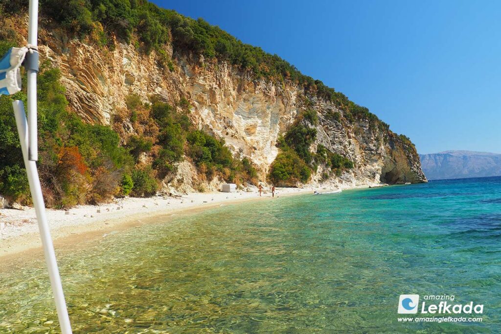 Lakka beach in Yenion (Geni) peninsula is a destination of boat trips from Nidri Lakka beach in Yenion (Geni) peninsula is destination of boat trips from Nidri