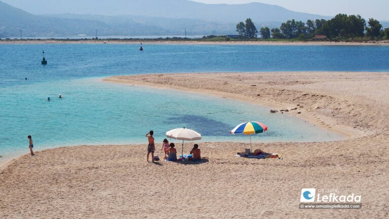 Paralia Ammoglossa beach in Lefkada Island Greece