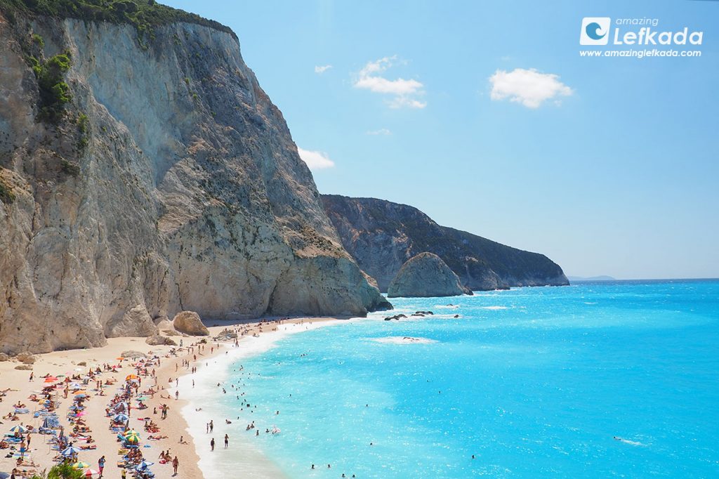 Beautiful Paralia Porto Katsiki beach is a best beach in Lefkada Island, Greece