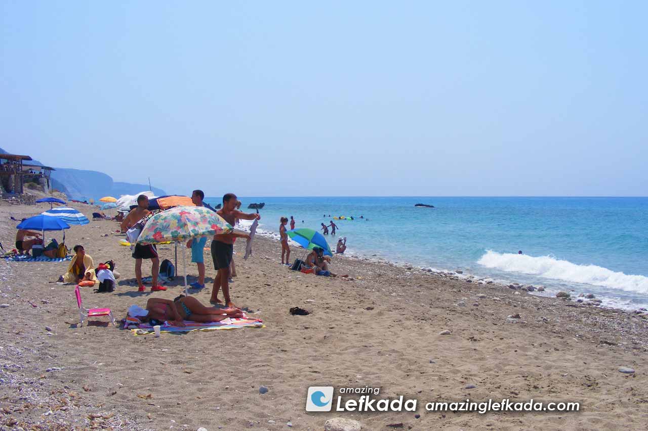 Sandy coast with stones of Gialos beach