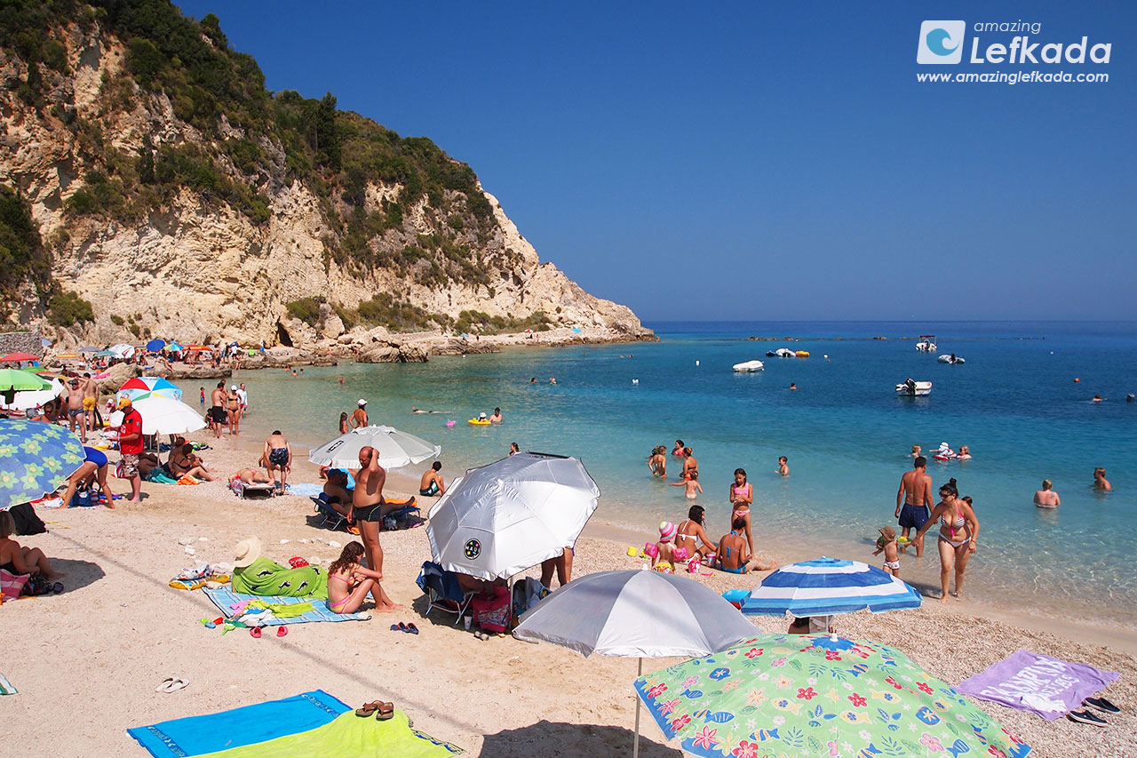 Calm blue sea of Paralia Agios Nikitas