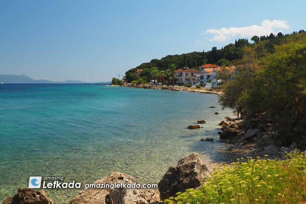 Coastline and beach of Lygia in Lefkada Island