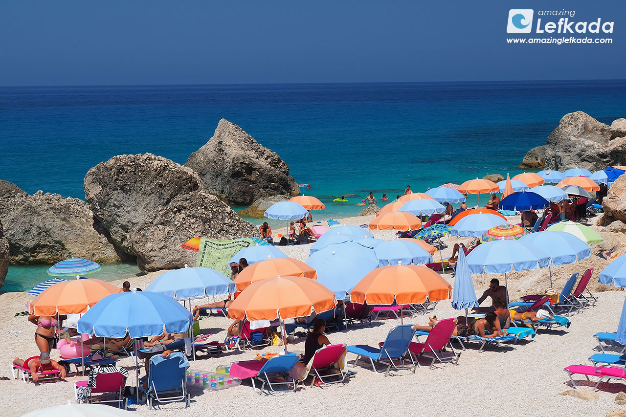 Sunbeds and umbrellas for rent in Kavalikefta beach