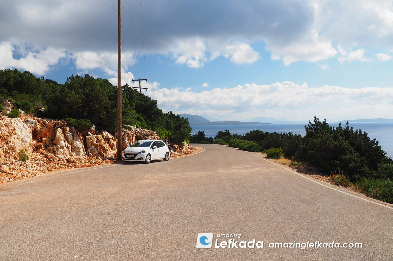 Lefkada Lighthouse parking lot Lefkada Lighthouse parking lot of Cape Lefkatas