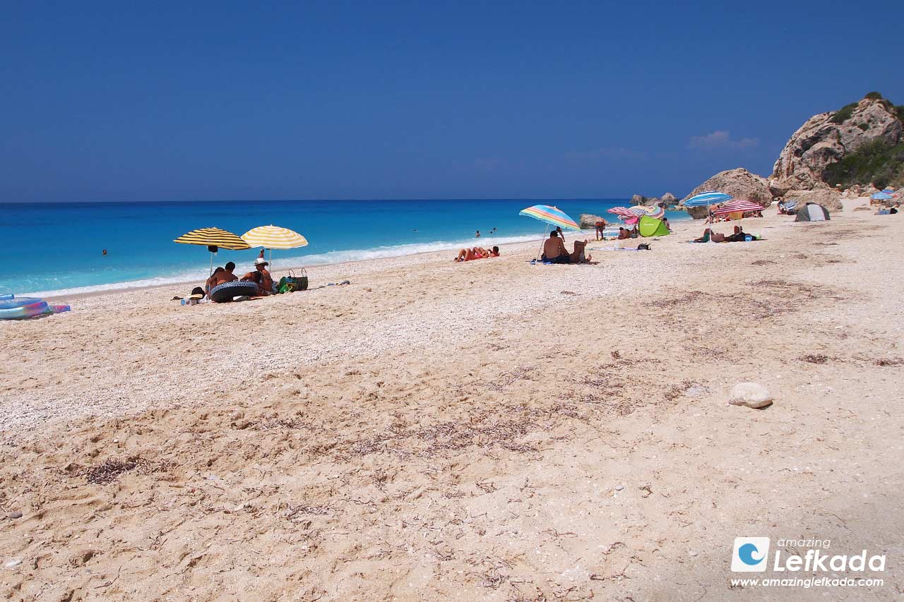 Paralia Megali Petra beach in Lefkada Island Greece