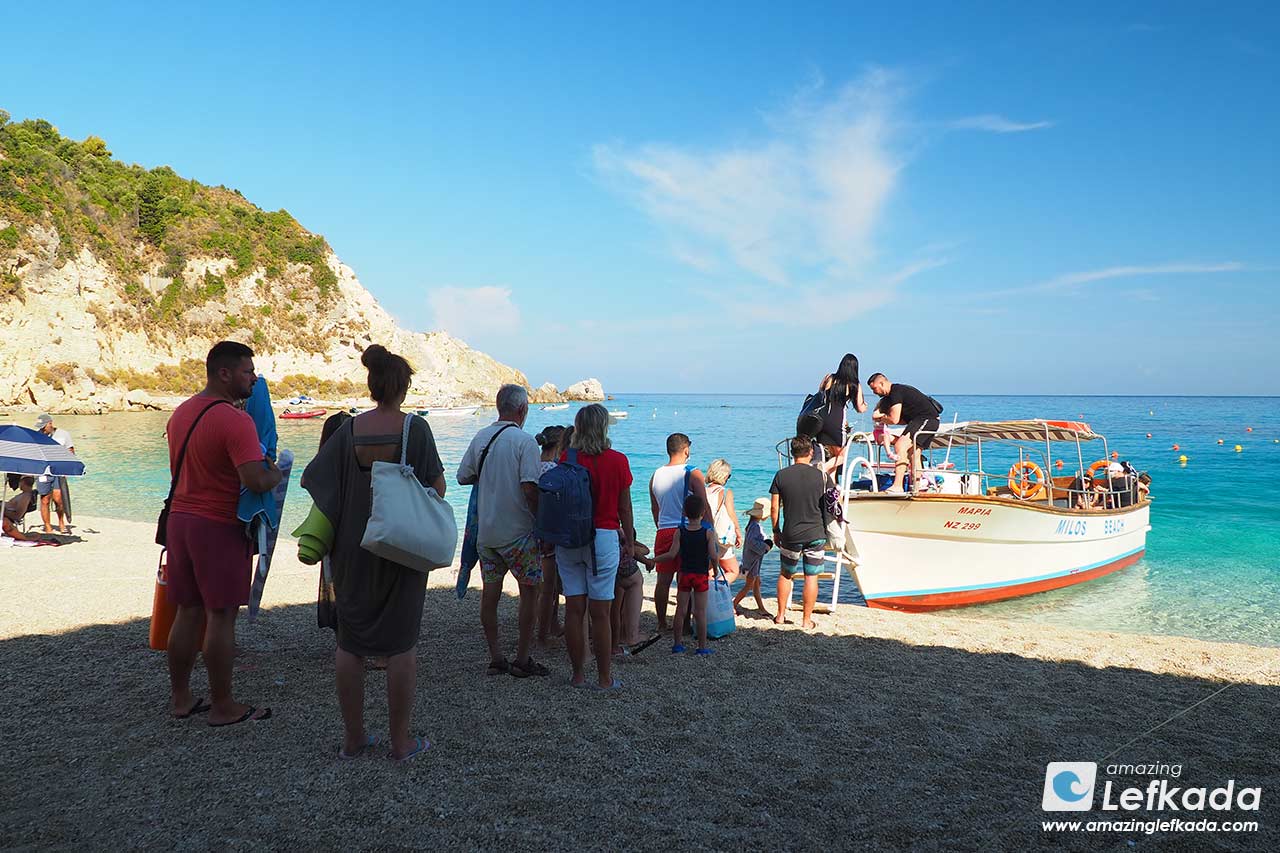 Taxi boat from Agios Nikitas to Mylos beach