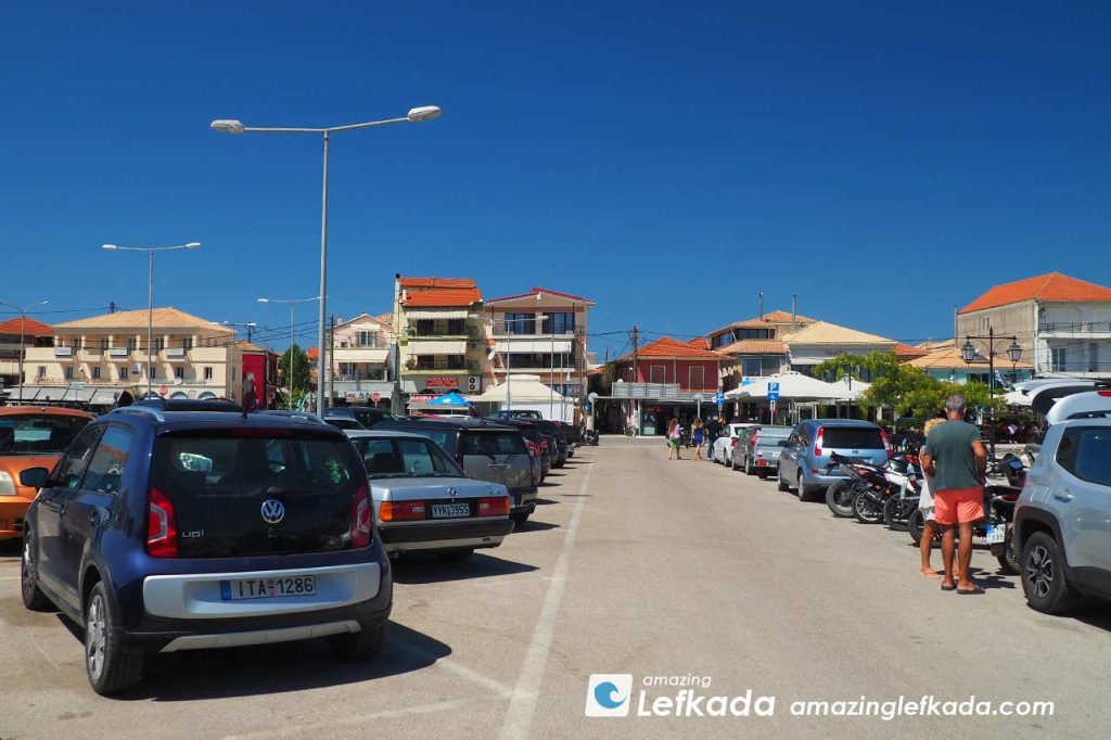 Location of free parking lots in Lefkada town