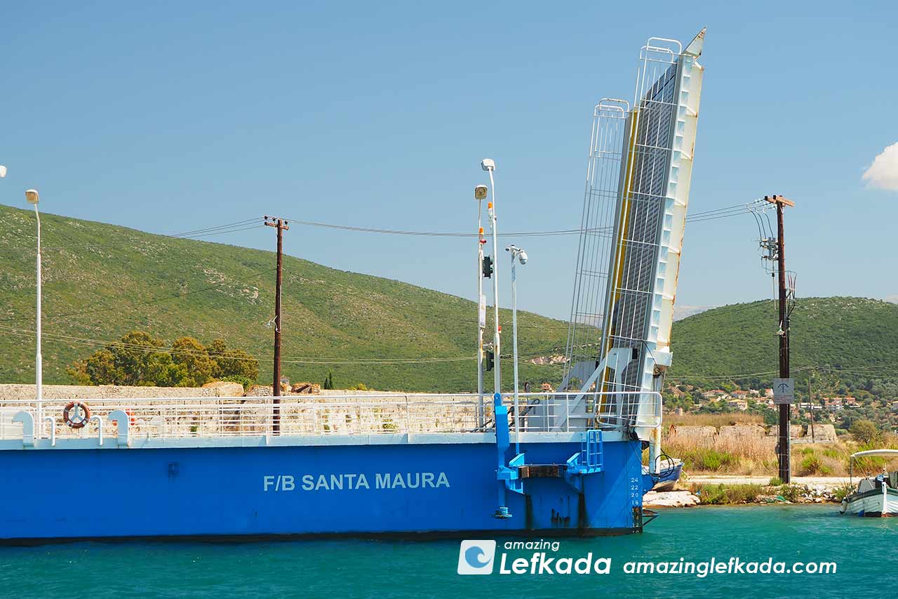 Pontoon bridge of Lefkada in working status
