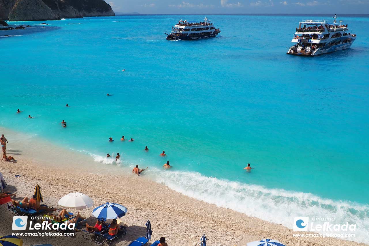 Daily boat trips and excursions to Porto Katsiki beach from Nidri and Vasiliki port