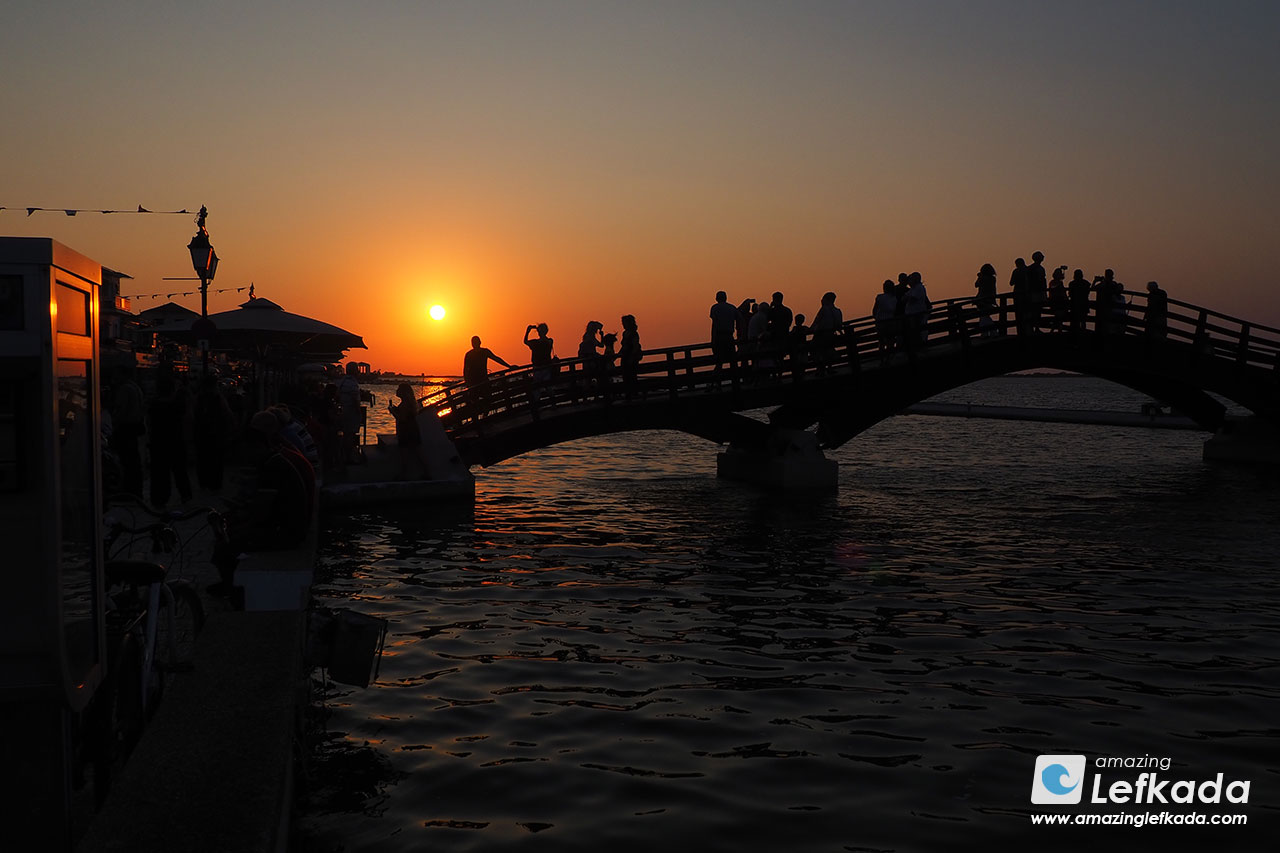 Best sunsets in Lefkada town wood bridge