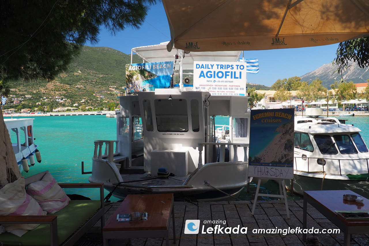 Taxi boat to Agiofili beach from Vasiliki