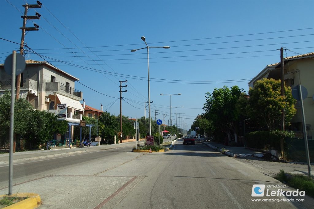 Ligia street with local apartments and taverns Ligia street with local apartments and taverns