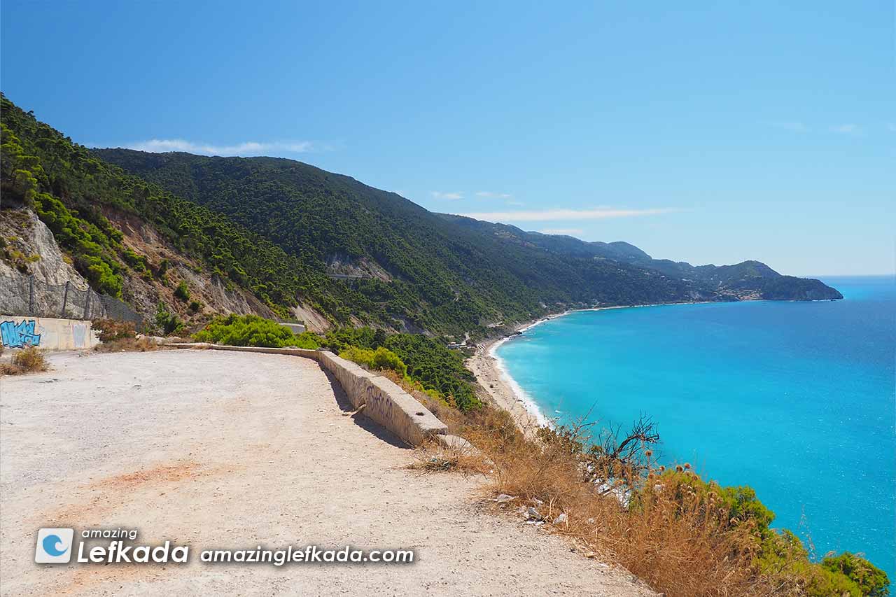 Best lookout and viewpoint to Pefkoulia beach and to west coast of Lefkada Island in Greece Best lookout and viewpoint to Pefkoulia beach and to west coast of Lefkada Island in Greece
