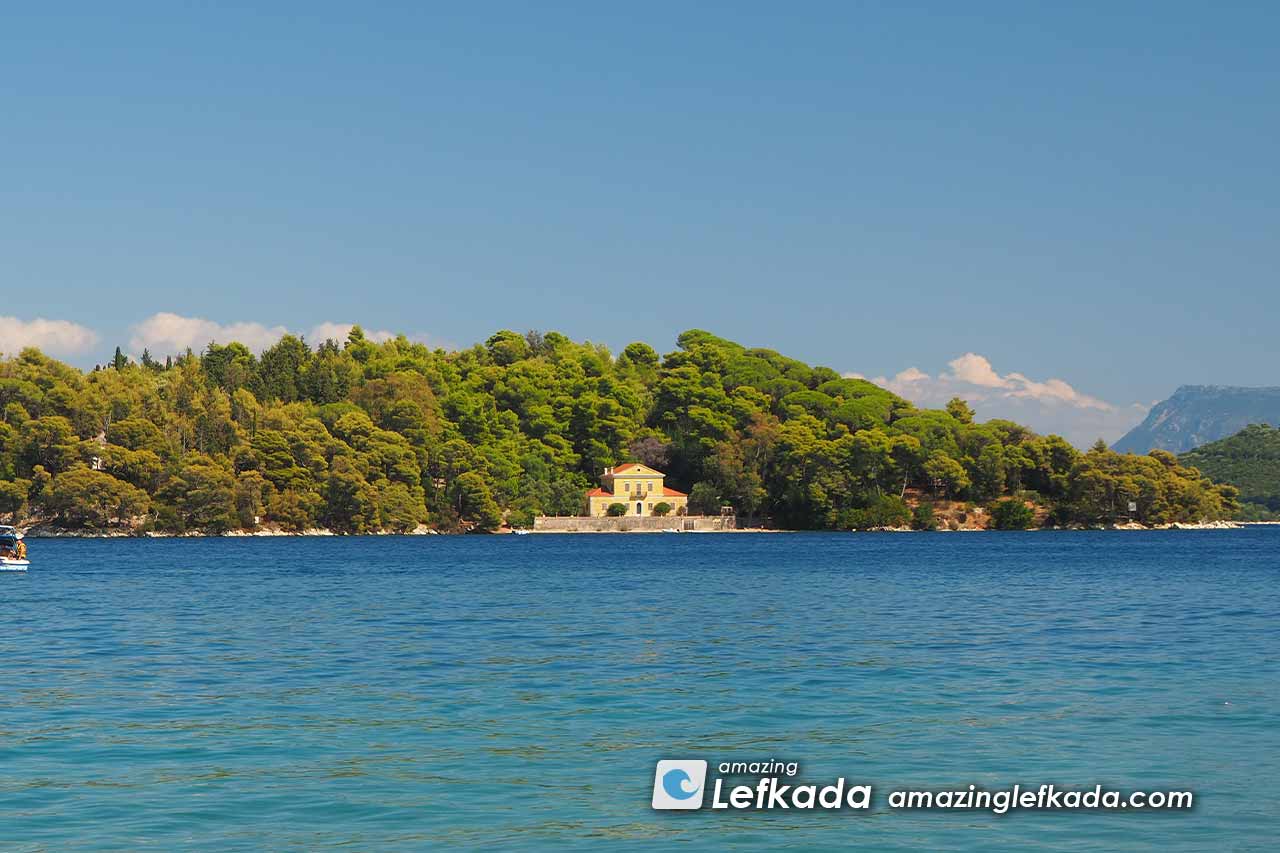 Madouri Island is a sight near Nidri beach in Lefkada Island Madouri Island is a sight near Nidri beach in Lefkada Island