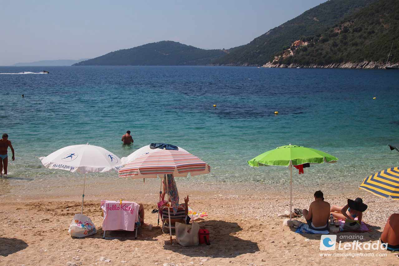 Hidden gem of Paralia Mikros Gialos beah on Lefkada east coastlineq