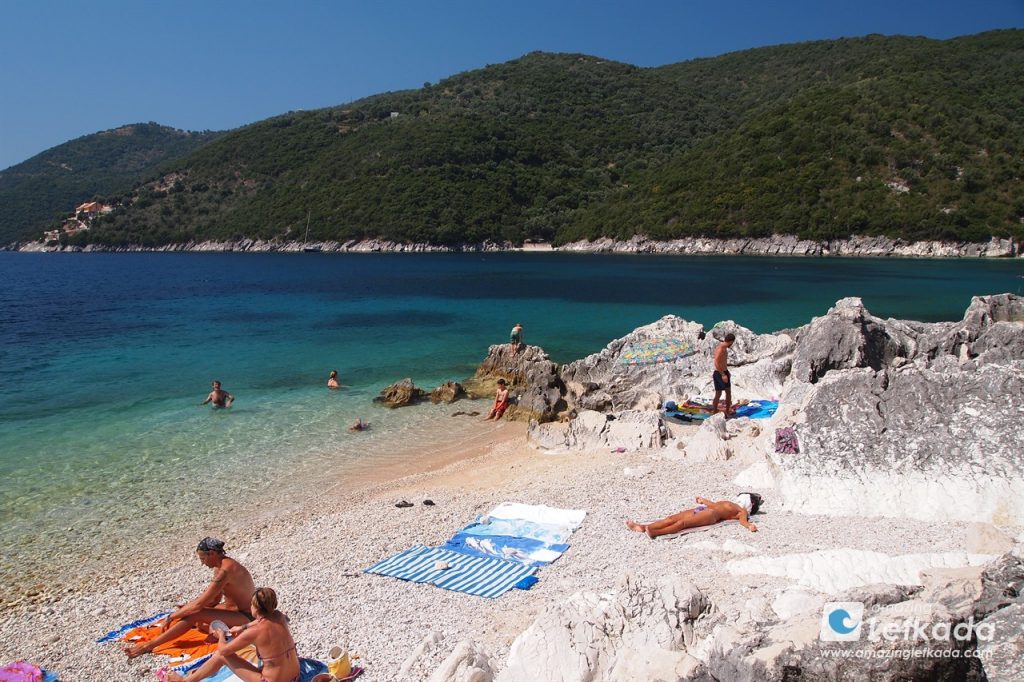 Hidden gem of Paralia Mikros Gialos beah on Lefkada east coastline