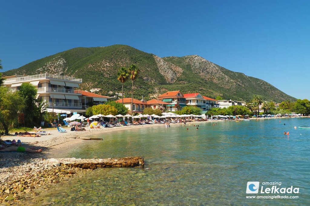 Nidri beac Paralia Nidri beach in Lefkada Island, Greece