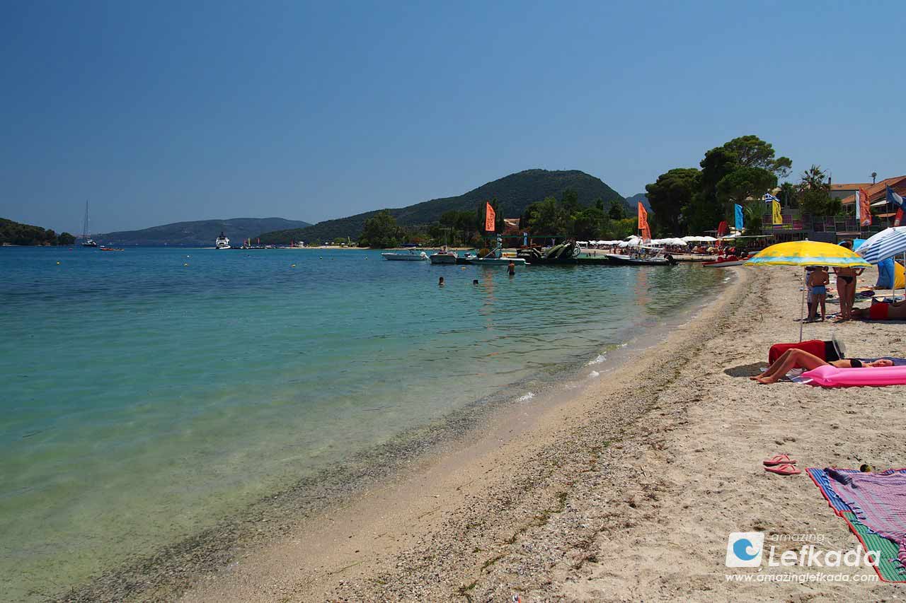 Shallow beach of Nidri is child friendly place in Lefkada