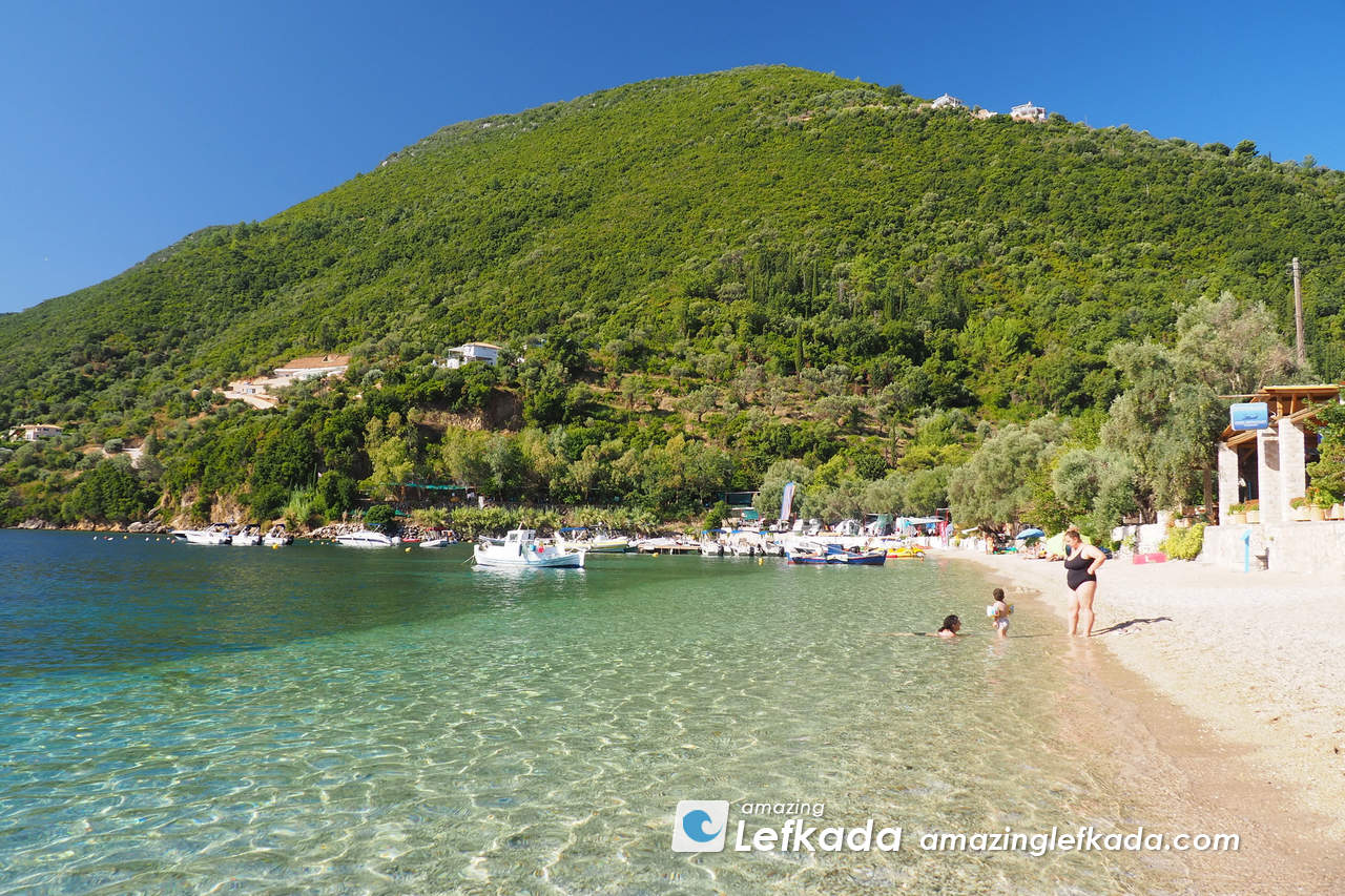 Paralia Desimi beach is child friendly in Lefkada Paralia Desimi beach is child friendly in Lefkada