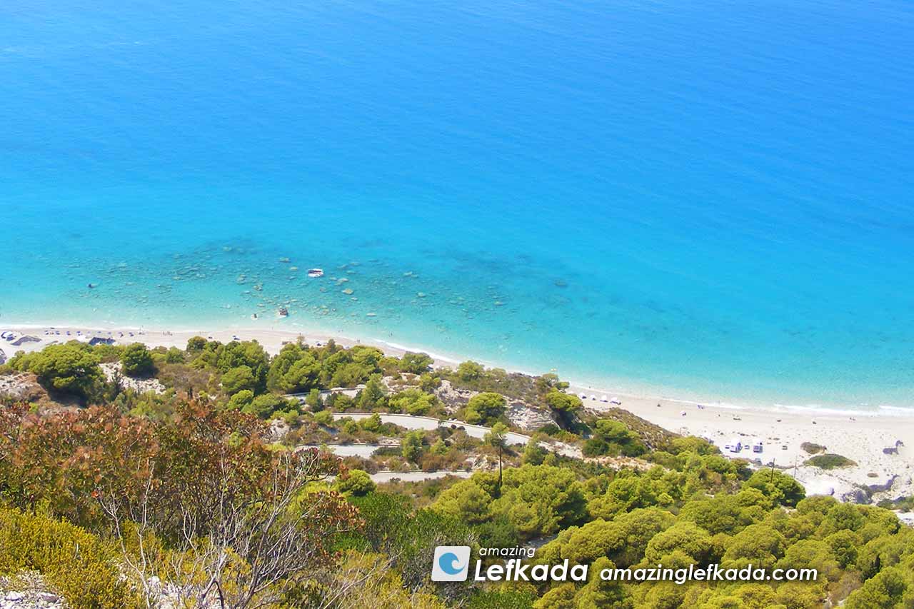 Lefkada Island Paralia Gialos beach road and access